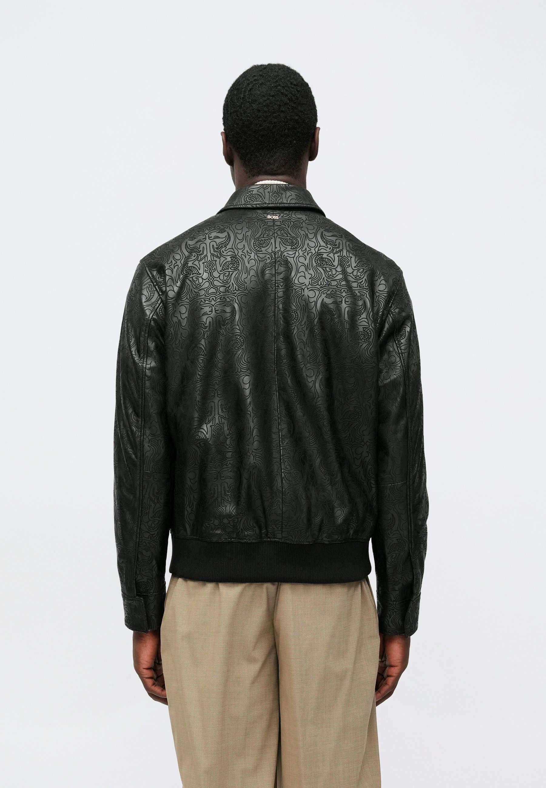 BOSS YUZE - Leather jacket - black - Zalando.co.uk