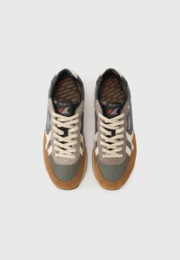 Hallid ja pruunid tossud, mis on valmistatud võrgust ja seemisnahast. Omavad kreemikujulisi paelu, polsterdatud kraed ja mustrilist sisetallaga. Kaunistatud valgete triipudega.