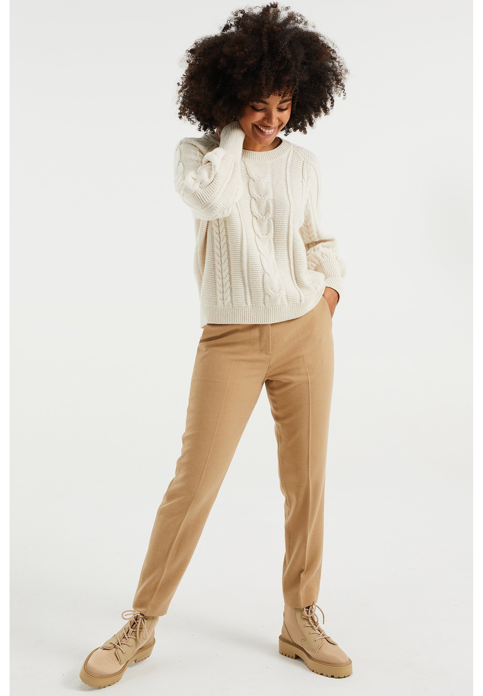 WE Fashion DAMES KABELGEBREIDE TRUI - Trui - off-white/crème - Zalando.nl