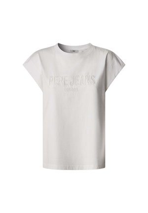 Biała bawełniana koszulka z krótkim rękawem, z wyhaftowanym na wysokości napisem "PEPE JEANS LONDON" z przodu. Prosty design, miękka tekstura.