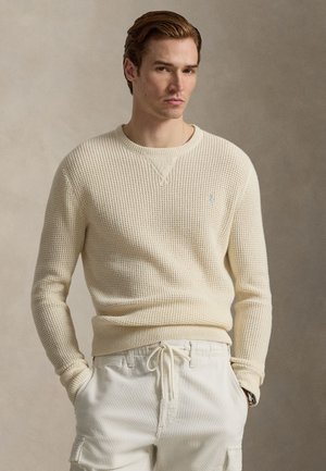 WAFFLE-KNIT WOOL-COTTON SWEATER - Svetrík - andover cream
