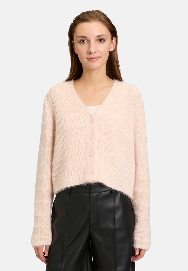 MIT KNOPFLEISTE - Strickjacke - rose melange