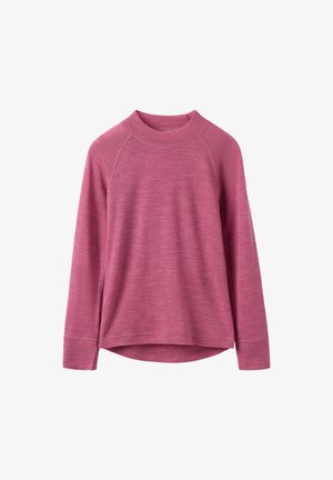 Lange mouwen pullover shirt in gemuteerd rozenkleur met raglanmouwen, ronde hals en een licht gebogen zoom.