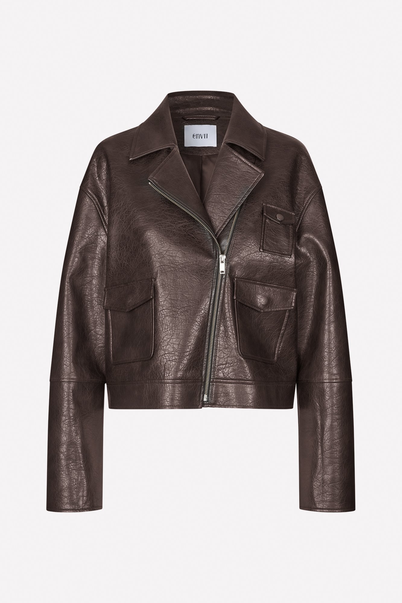 Envii AMY - Faux leather jacket - grained java/dark brown - Zalando
