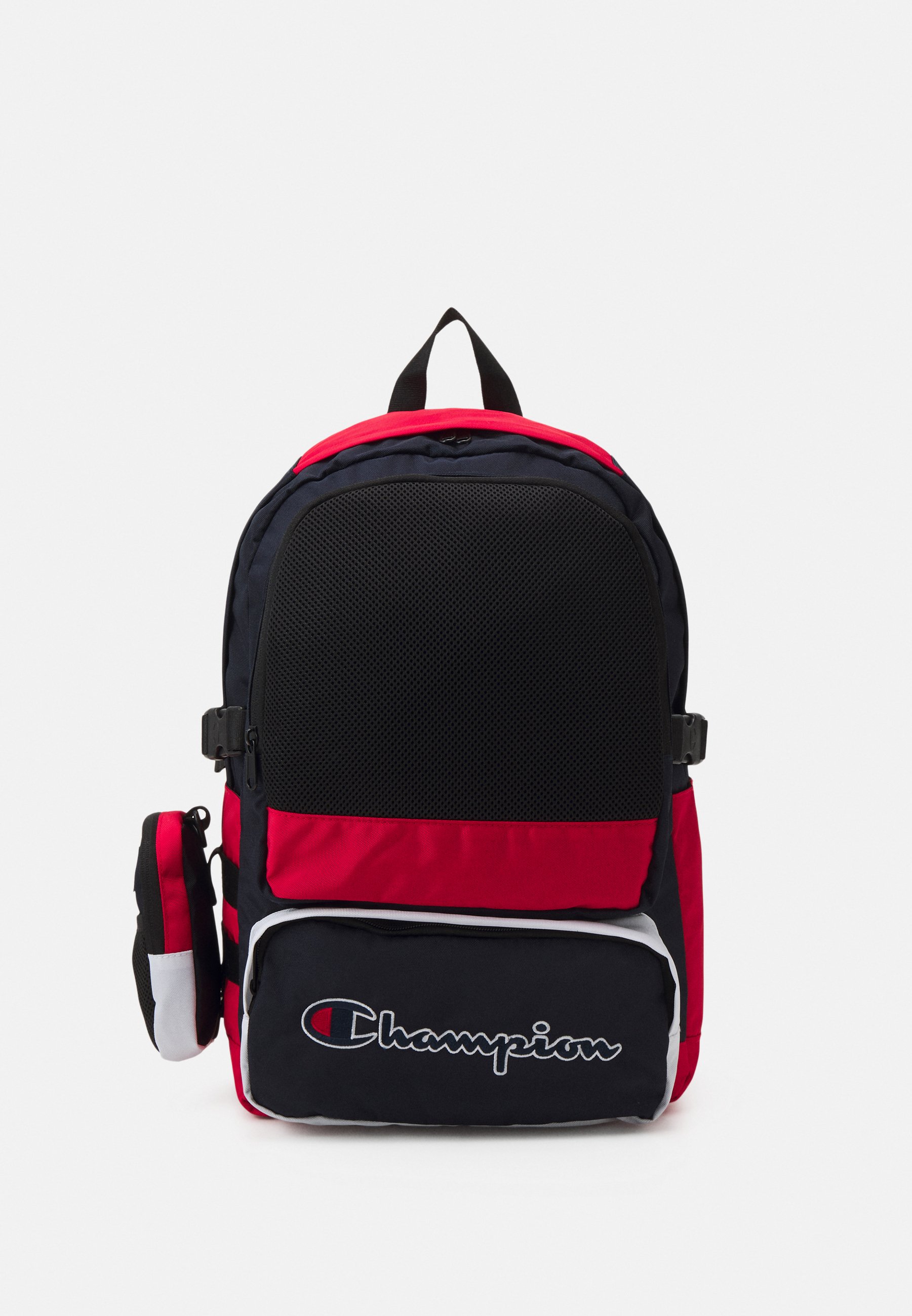 blue and red backpack