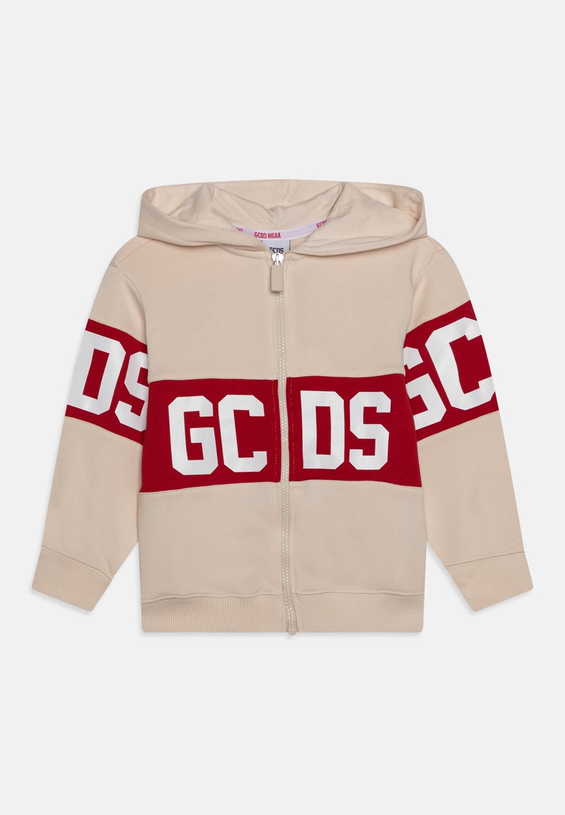 GCDS HOODED LOGO UNISEX Zipup sweatshirt whitecap gray/white
