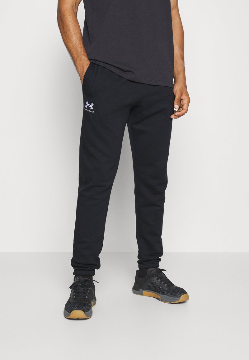 Under Armour - ICON FLEECE - Tracksuit bottoms - black/white, Enlarge