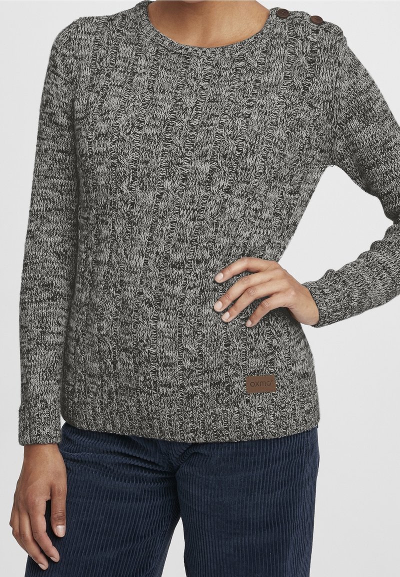 Oxmo Strickpullover - mottled dark grey