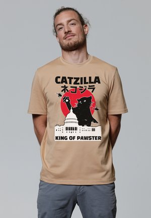 CATZILLA - Print T-shirt - latte