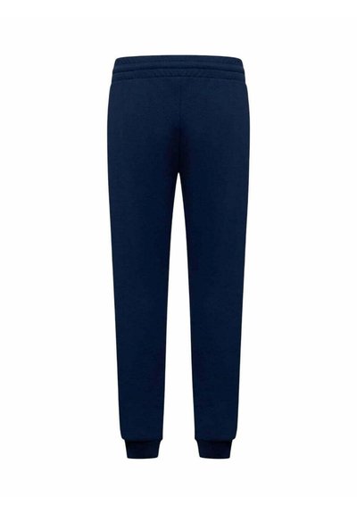 Pantaloni jogger blu navy realizzati in tessuto morbido, con vita e polsini a costine, design a gamba tapered e senza motivi visibili.