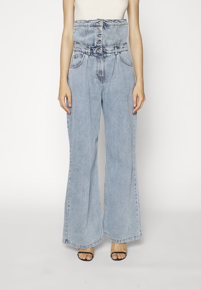 ROKH FLAP DETAILED TROUSERS - Wide leg - light blue