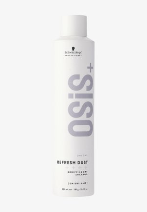 Canette cylindrique blanche de shampoing sec volumisant Schwarzkopf Professional Osis+ Refresh Dust pour cheveux au second jour, 300 ml.