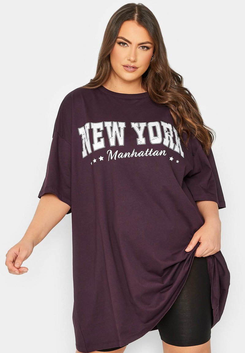 Yours Clothing NEW YORK SLOGAN Longsleeve purple/paars Zalando.be
