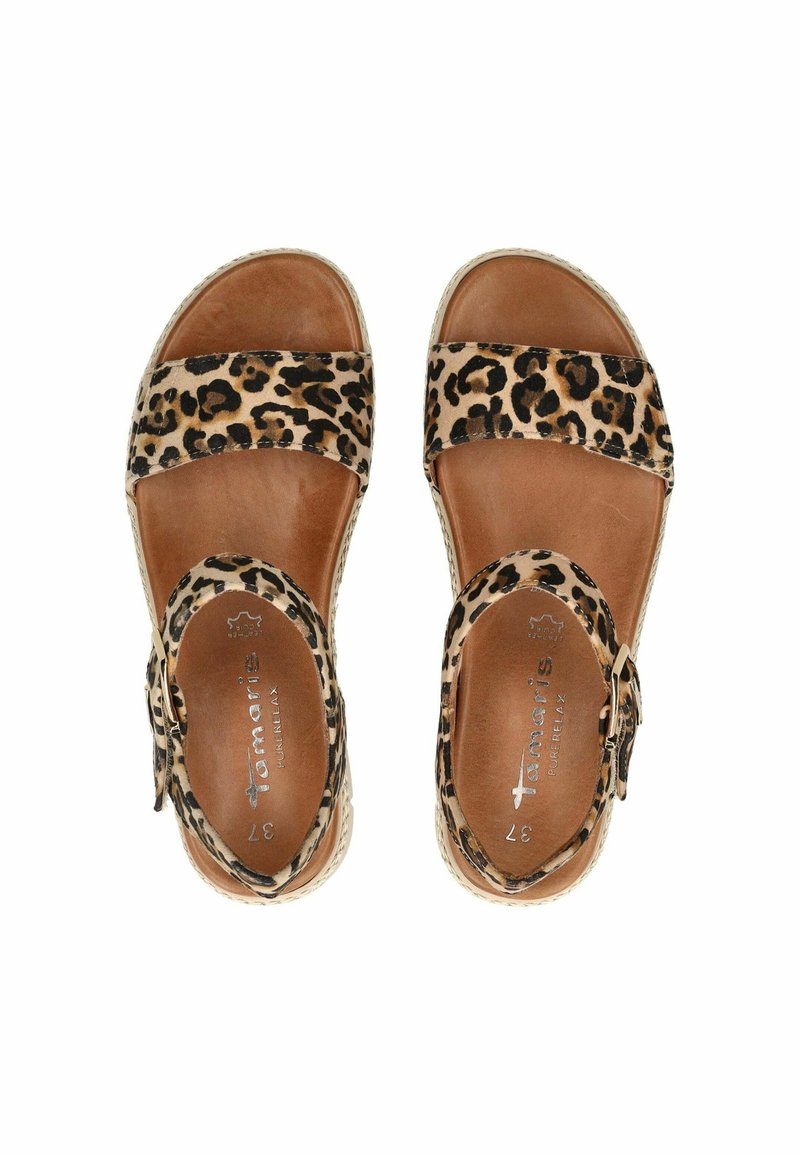 Tamaris Sandales compensées leopard/marron clair