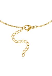 Collier en or avec des maillons ovales et un fermoir à mousqueton. Présente une texture lisse et une finition brillante, avec un ajustement de longueur flexible.