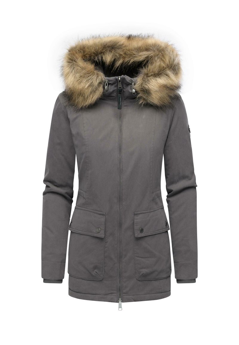 Parka Jacke Mit Grauem Fell HOLLISTER Damen Parka Beige S Kapuze