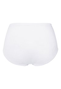 Witte katoenen slip met een gladde textuur, voorzien van een klassieke snit en elastische tailleband. Naadloze randen voor comfort en een nette afwerking.