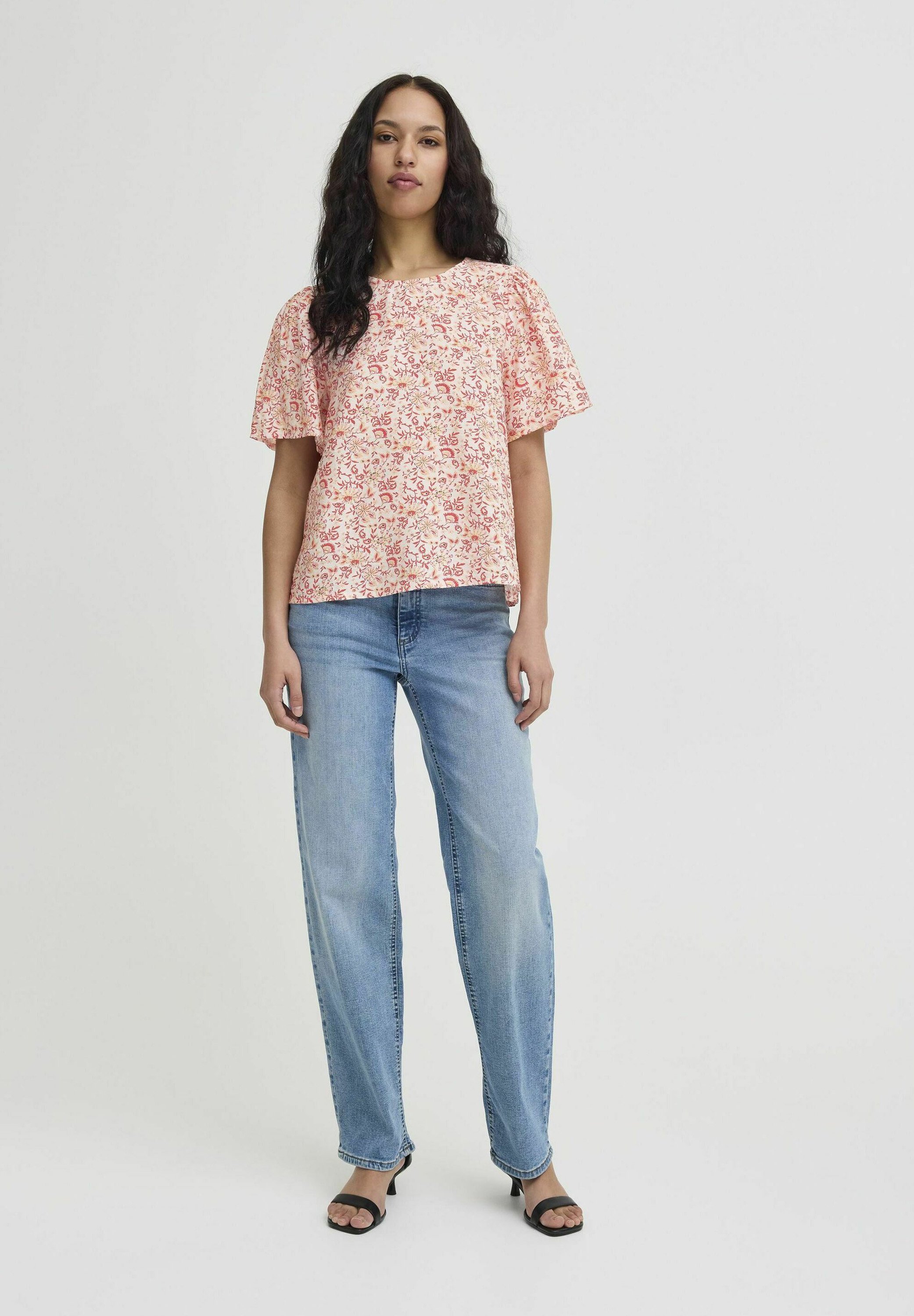 売れ筋商品|||イチ シャツ レディース トップス IXHARPER - Blouse - mars red flower print イチ レディース Tシャツ トップス IXHARPER - Print T-shirt