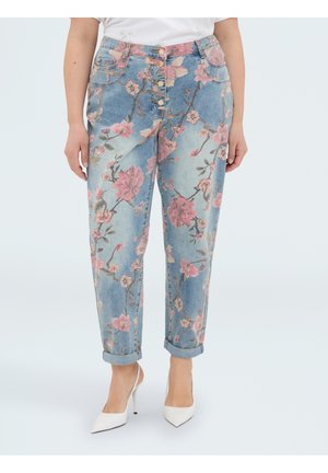 Fiorella Rubino JEANS BARRELL CON STAMPA FLOREALE - Jeans Tapered Fit - azzurro