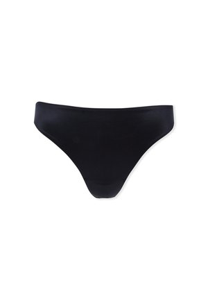 Caleçons de bikini noirs en tissu lisse. Présentent un design taille basse avec une couverture minimale et sans coutures visibles.