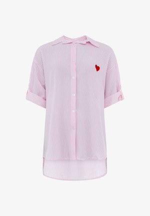 Zwillingsherz, OVERSIZE BLUSE STREIFEN & HERZ - Button-down blouse - rosa