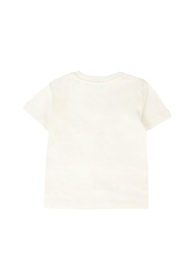 T-shirt blanc à manches courtes en coton doux. Il présente un col rond simple et un dos uni sans designs ni accents.