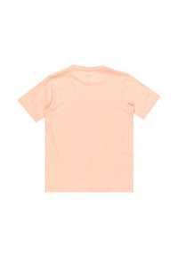 Kortärmad t-shirt i ljus persikofärgad bomull. Klassisk rund hals, enkel design, mjuk textur, inga synliga logotyper eller dekorationer.