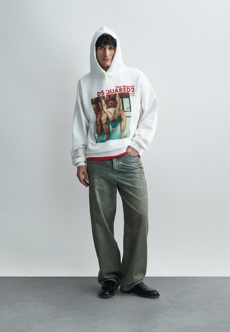 Dsquared2 RELAX FIT HOODIE - Hoodie - white - Zalando.co.uk