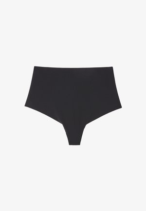 Hooggewaist zwarte onderbroek gemaakt van gladde stretchstof. Heeft een naadloos ontwerp en een minimalistische silhoutte.
