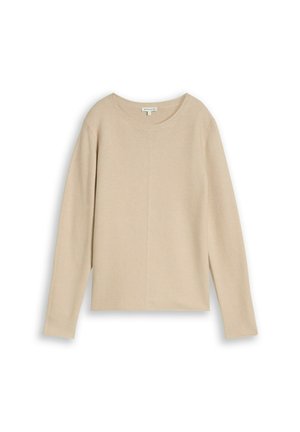TOM TAILOR, KNIT STRUCTURE CREWNECK - Svetrík - gravel beige melange