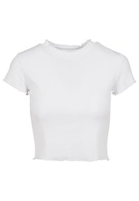 LADIES CROPPED RIB TEE - Camicetta - white