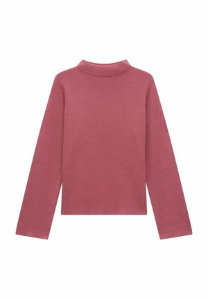 Långärmad topp i mjuk, stretchig kvalitet med en vinröd nyans och design med hög krage, med en ren, minimalistisk silhuett.