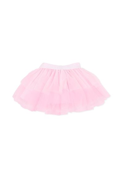 Jupe tutu en tulle à couches de couleur rose clair avec une ceinture élastique, conçue pour les enfants.