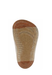 Beżowa wkładka z teksturowaną powierzchnią, zaokrąglony czubek oraz ciemniejsza brązowa część pięty. Posiada kontury wspierające łuk stopy oraz gładkie wykończenie.
