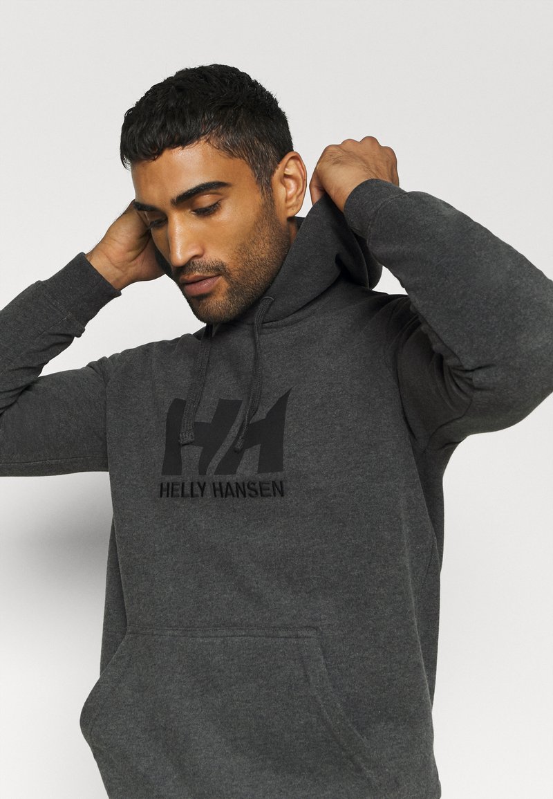 Helly Hansen LOGO - Hoodie - ebony melange/mottled grey - Zalando.de