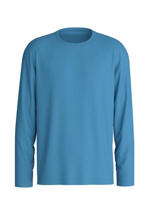 Langarmshirt in felblauw, gemaakt van een gladde stof. Heeft een ronde halslijn en een rechte snit zonder zichtbare naden of patronen.