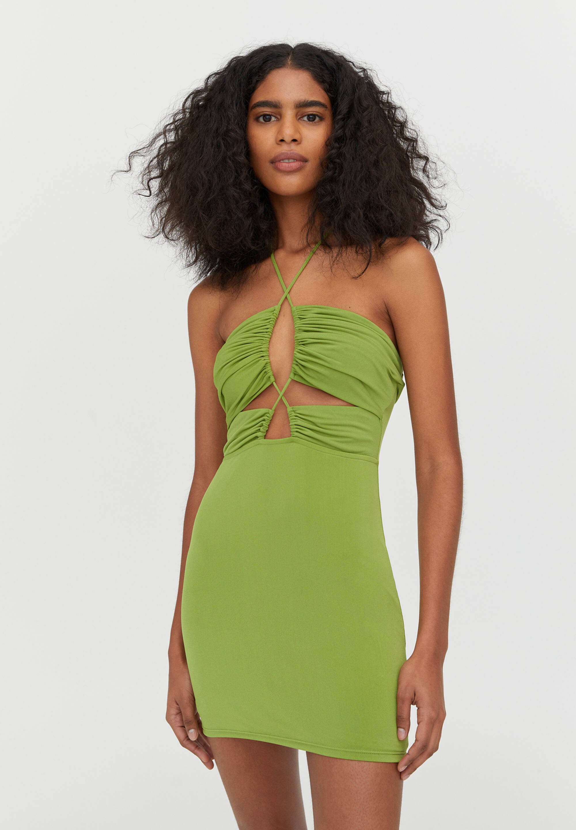 robe verte pull and bear