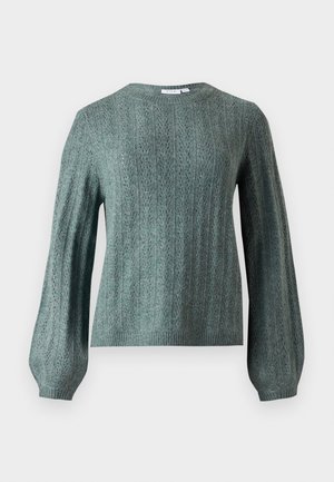 VILA, VILIGA POINTELLE L/S O-NECK TOP -NOOS - Jumper - balsam green melange