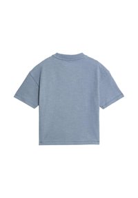 T-shirt azzurro chiaro a maniche corte, mostrato da dietro, con una vestibilità rilassata e una texture di tessuto morbida.