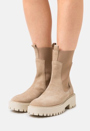 LEATHER - Classic ankle boots - beige