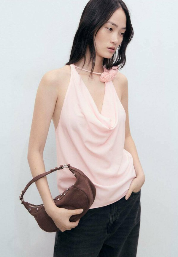 DRAPED WITH FLOWER DETAIL - Top