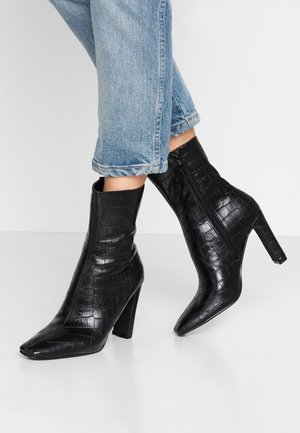 High heeled ankle boots - black