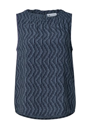 Street One, BLUSENTOP MIT GERAFFTEM RUNDHALS - Bluse - ashen blue
