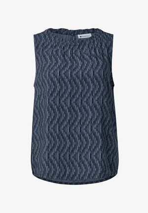 Street One, BLUSENTOP MIT GERAFFTEM RUNDHALS - Bluse - ashen blue