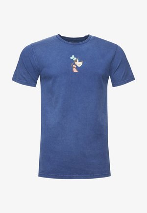 Blå bomuld t-shirt med korte ærmer og rund hals, med et lille Goofy karakterprint på brystet. Blød tekstur, afslappet design.
