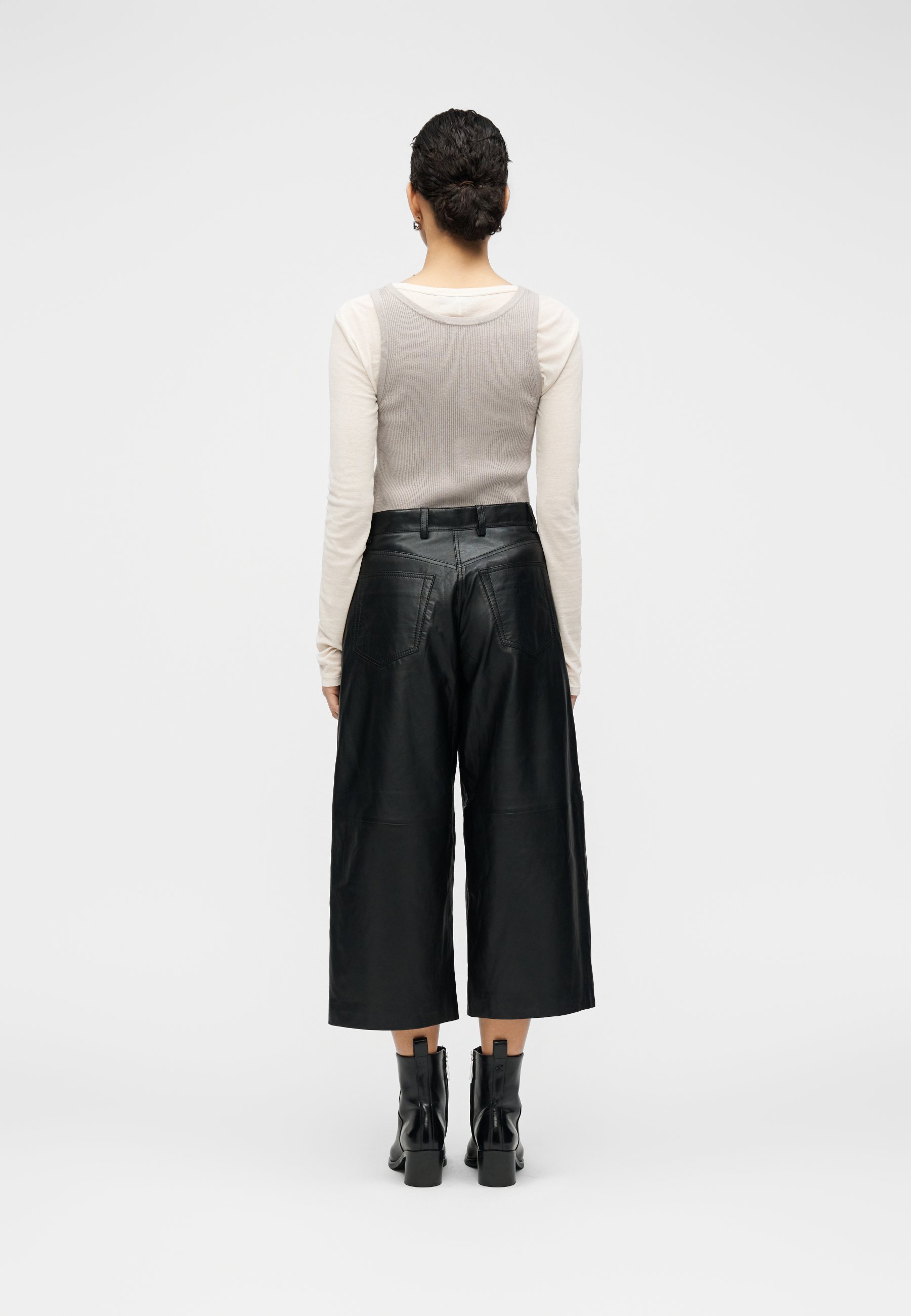 Samsøe Samsøe HARPER CULOTTE - Leather trousers - black - Zalando.ie