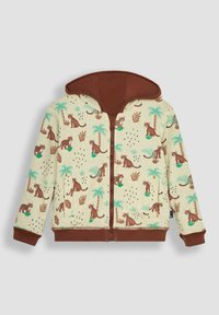 JoJo Maman Bébé HIPPO APPLIQUE REVERSIBLE HOODIE - Kardigán - brown safari animals