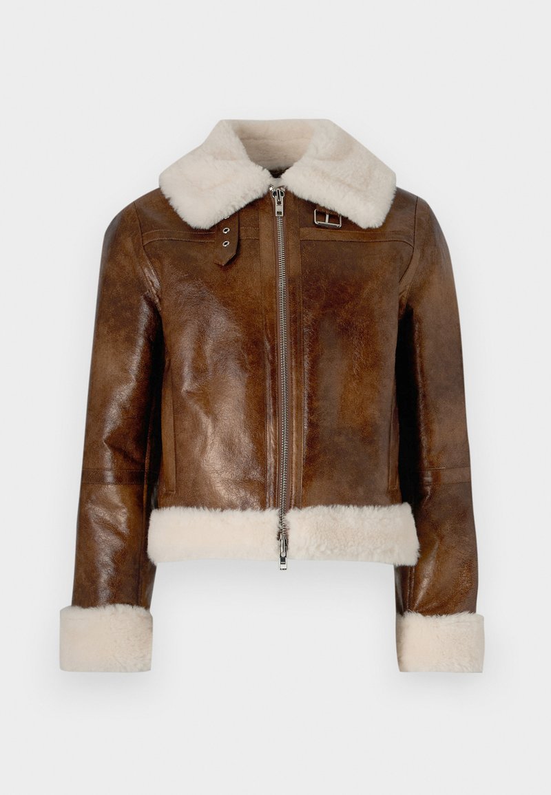 STAND STUDIO Imitatieleren jas bruin