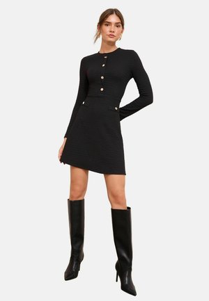 REGULAR FIT - BUTTON DETAIL LONG SLEEVE  - Haljina od žerseja - black