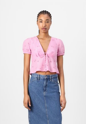 TIE FRONT BRODERIE  - Bluse - carnival pink